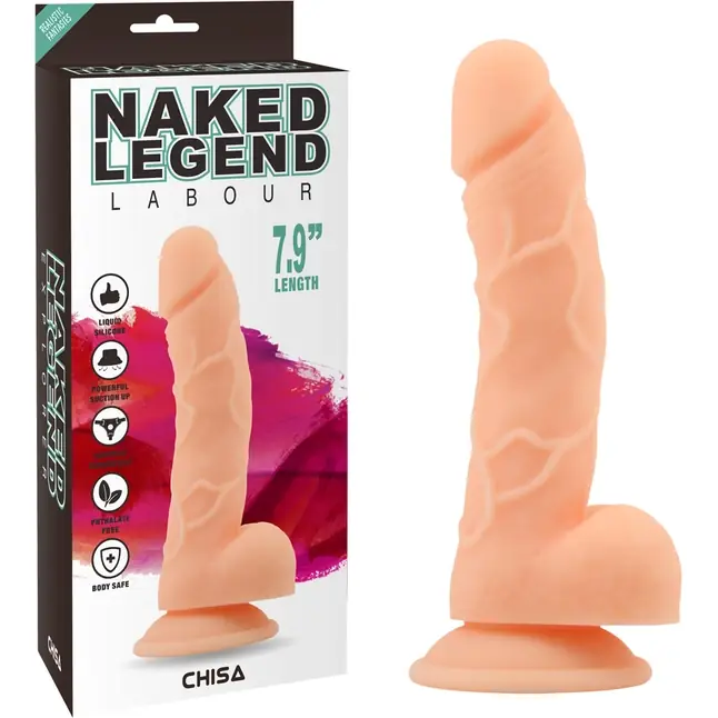 Телесный фаллоимитатор с мошонкой на присоске Labour - 20 см - Naked Legend. Фотография 2.