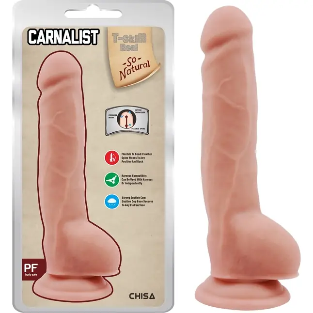 Телесный фаллоимитатор на присоске Carnalist - 23,5 см - T-skin ReaL. Фотография 5.