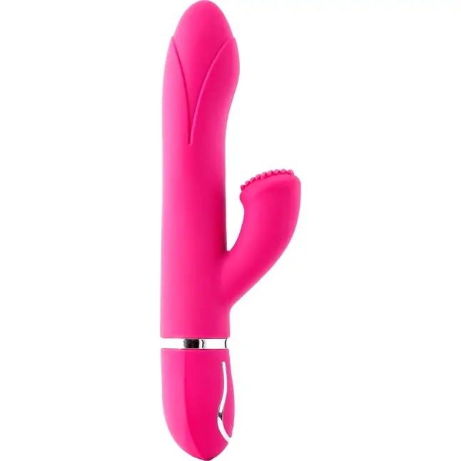 Розовый вибратор 10-SPEED TENDER TULIP со стимулятором клитора - 22 см - Vibes of Love. Фотография 2.