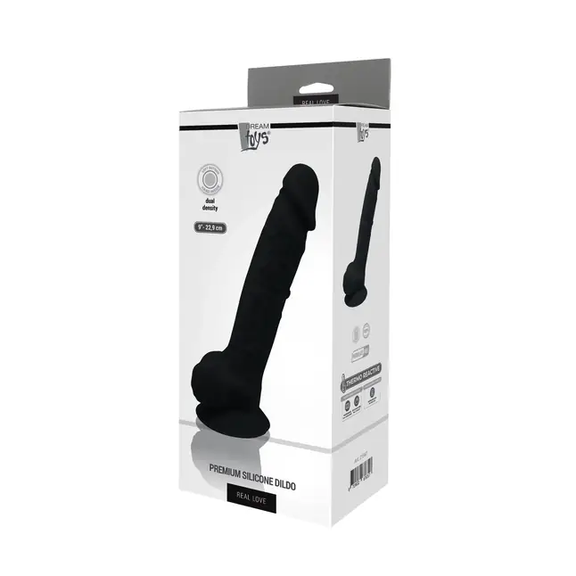 Черный фаллоимитатор на присоске DILDO 9.5INCH - 21 см - Real Love. Фотография 2.