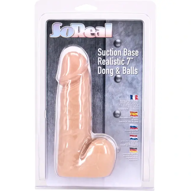 Телесный фаллоимитатор SO REAL REALISTIC 7INCH DONG BALLS - 18 см - So real. Фотография 2.