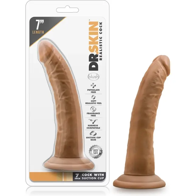Кофейный фаллоимитатор 7 Inch Cock With Suction Cup - 19 см - Dr. Skin. Фотография 6.