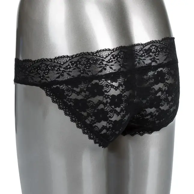 Черные кружевные трусики с вибромассажером Remote Control Panty Set S/M. Фотография 7.