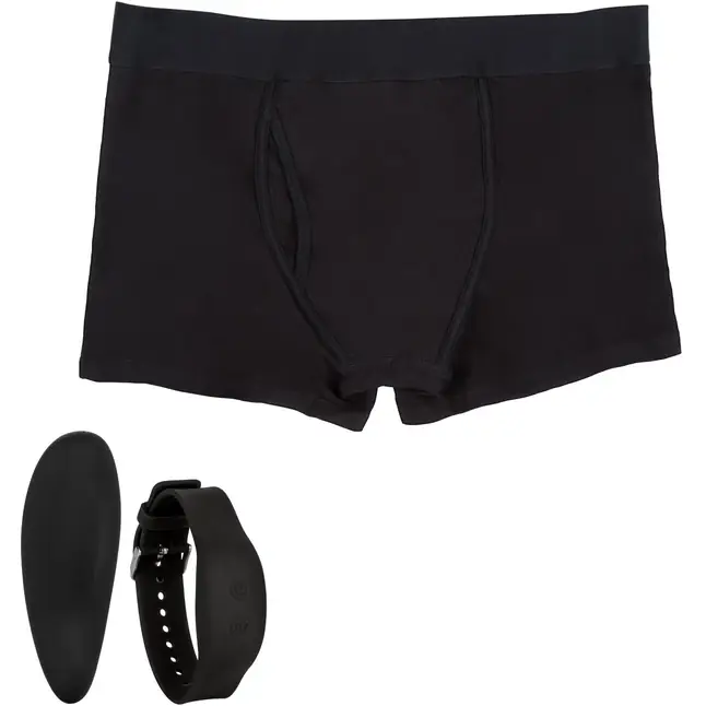 Черные трусы-боксеры с вибромассажером Remote Control Panty Set M/L