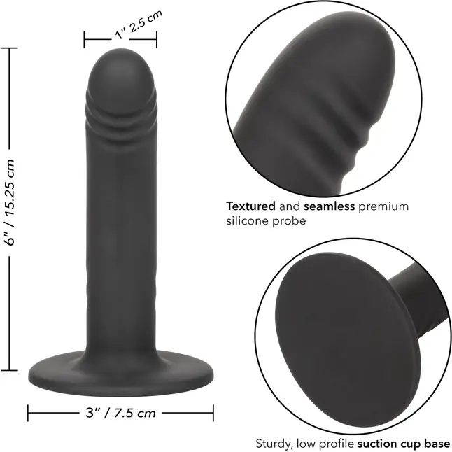 Черный анальный стимулятор 6” Ridged Probe - 15,25 см. Фотография 3.