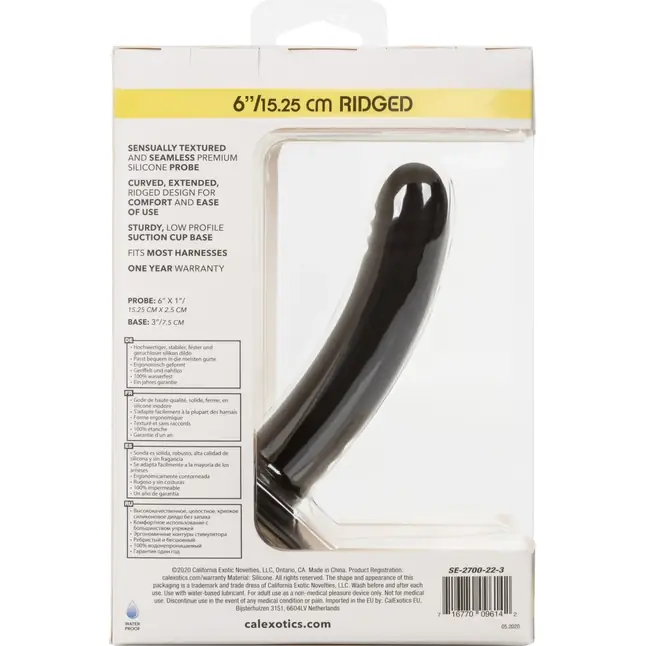 Черный анальный стимулятор 6” Ridged Probe - 15,25 см. Фотография 7.