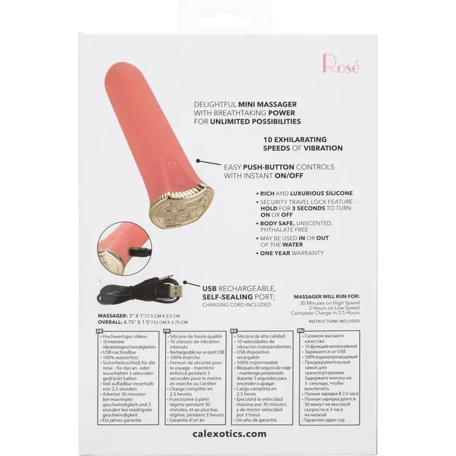 Нежно-розовый мини-вибромассажер Uncorked Rose - 12 см - Uncorked. Фотография 8.