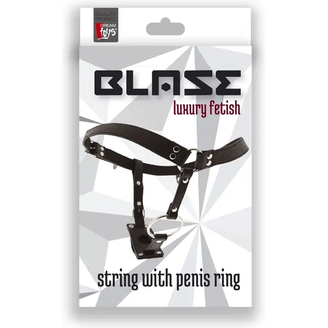 Черные трусики для крепления фаллоимитатора STRING WITH PENIS RING - Blaze. Фотография 2.