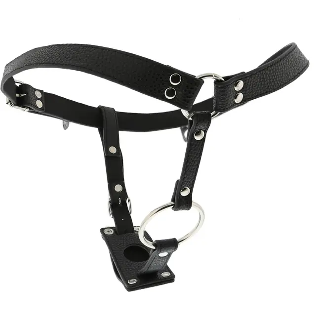 Черные трусики для крепления фаллоимитатора STRING WITH PENIS RING - Blaze