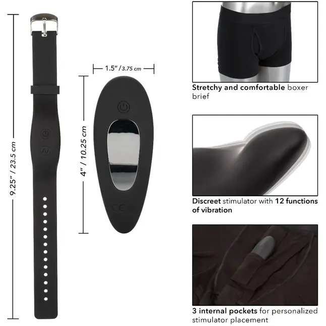 Черные трусы-боксеры с вибромассажером Remote Control Panty Set L/XL. Фотография 4.