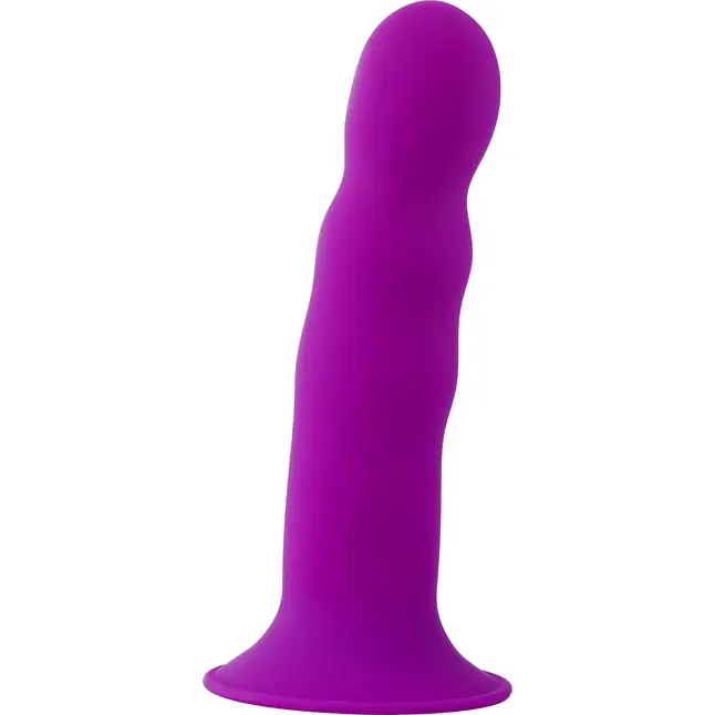 Фиолетовый фаллоимитатор-реалистик PREMIUM RIBBED DILDO - 18 см - Solid Love. Фотография 2.