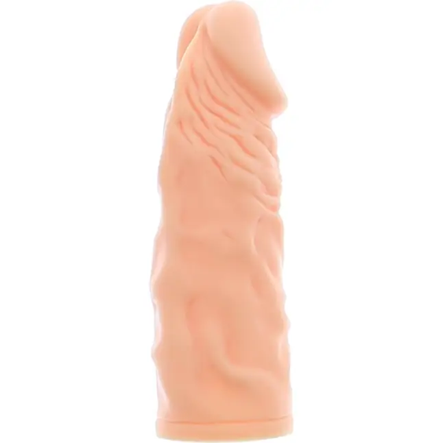Телесная реалистичная насадка на пенис SUPER STRETCH EXTENDER 5.5INCH - 14 см - RealStuff. Фотография 2.