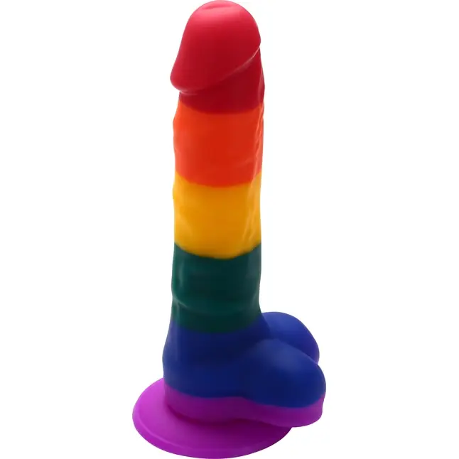 Разноцветный фаллоимитатор-реалистик COLOURFUL DILDO - 20 см - Colourful love. Фотография 3.