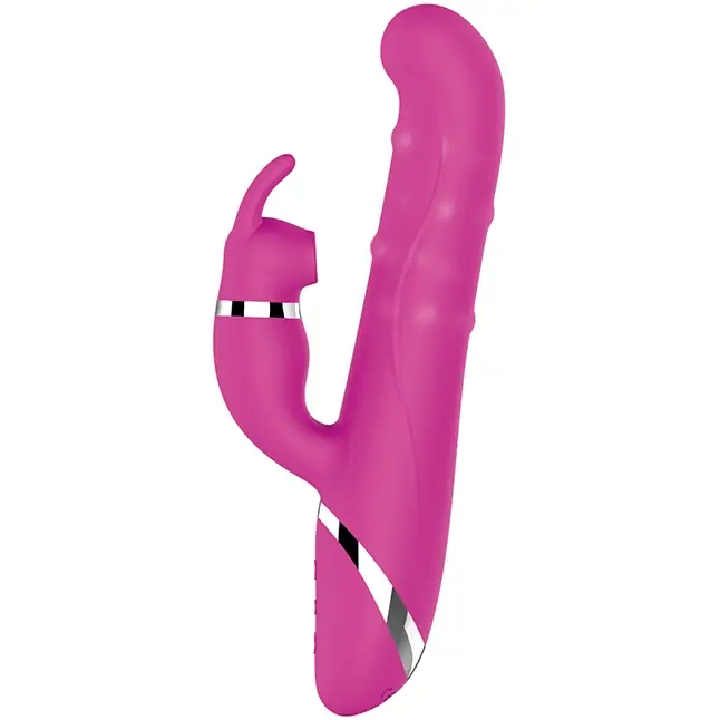 Розовый вибратор-кролик NAGHI NO.41 RECHARGEABLE DUO VIBRATOR - 24 см - Naghi by Tonga. Фотография 2.