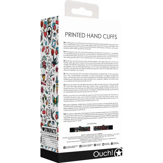 Наручники Printed Hand Cuffs Old School Tattoo Style на цепочке - Ouch!. Фотография 5.