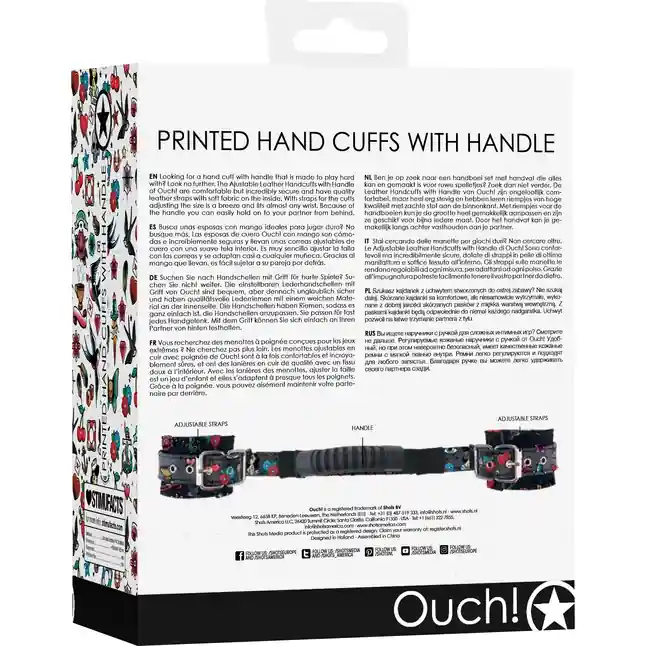 Наручники с распоркой Printed Handcuffs Old School Tattoo Style - Ouch!. Фотография 5.
