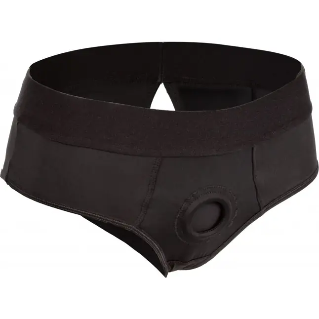 Черные трусы для страпона BACKLESS BRIEF HARNESS L/XL. Фотография 2.