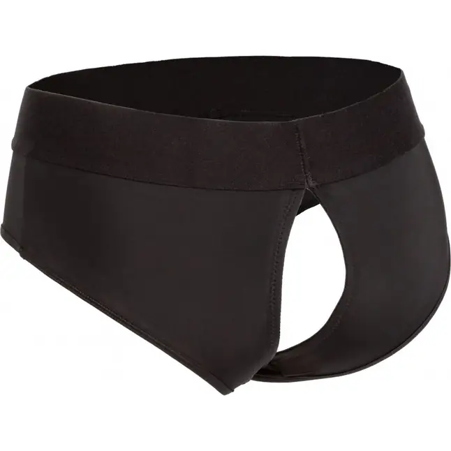 Черные трусы для страпона BACKLESS BRIEF HARNESS L/XL. Фотография 3.