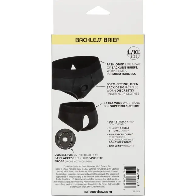 Черные трусы для страпона BACKLESS BRIEF HARNESS L/XL. Фотография 5.
