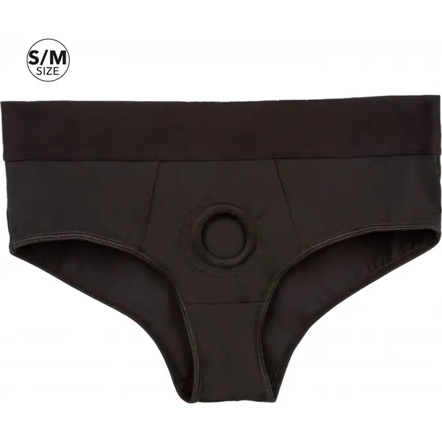 Черные трусы для страпона BACKLESS BRIEF HARNESS L/XL