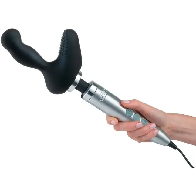 Черная насадка на вибратор Doxy для массажа простаты Prostate Massager. Фотография 3.
