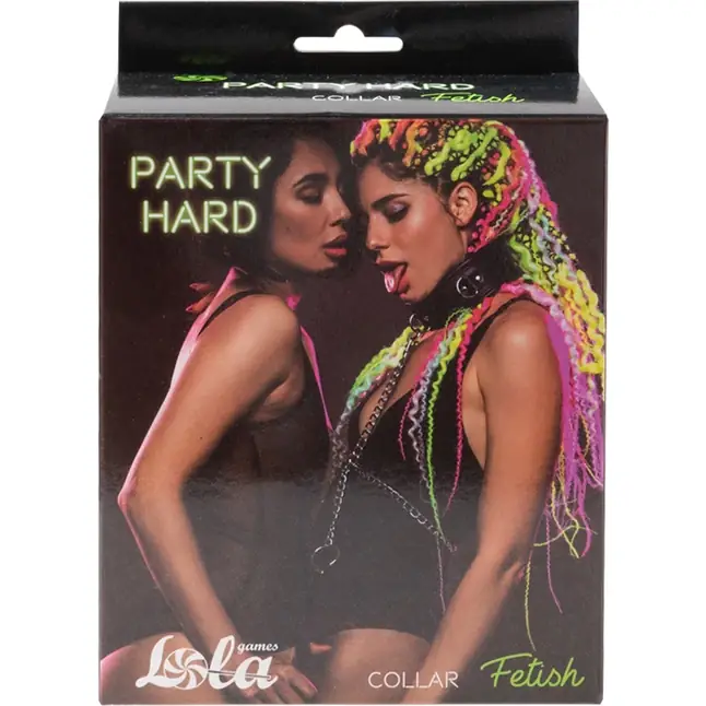 Черный ошейник Fetish с поводком - Party Hard. Фотография 4.