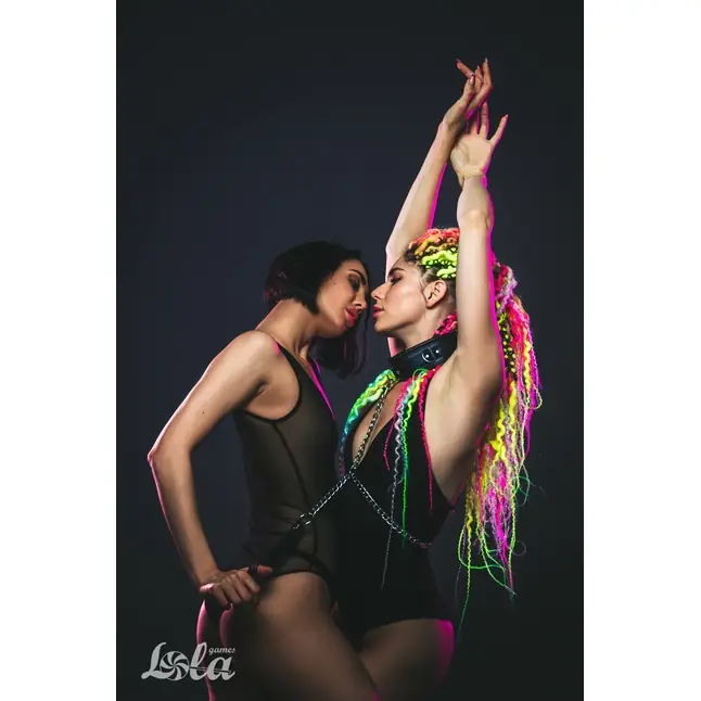 Черный ошейник Fetish с поводком - Party Hard. Фотография 9.