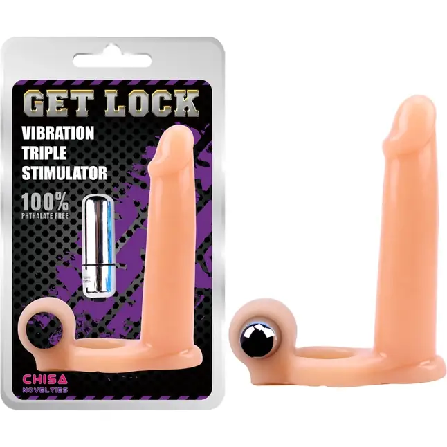 Телесная насадка для двойного проникновения Vibration Triple Stimulator - 15 см - Get Lock