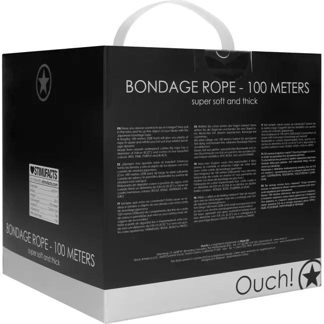 Черная веревка для связывания Bondage Rope - 100 м - Ouch!. Фотография 3.