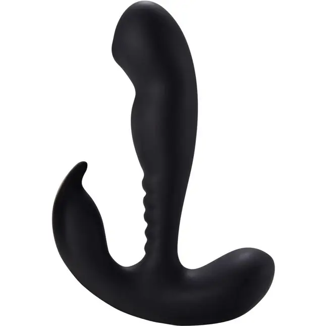 Черный вибростимулятор простаты Anal Vibrating Prostate Stimulator with Rolling - 13,3 см