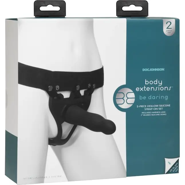 Черный полый страпон с креплением BE Daring - 17,78 см - Body Extensions. Фотография 7.