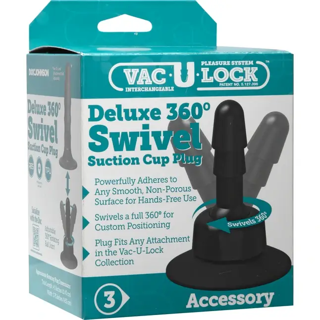 Плаг с присоской для фиксации насадок Deluxe 360° Swivel Suction Cup Plug - Vac-U-Lock. Фотография 7.