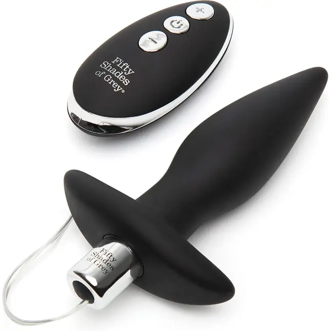 Черная вибровтулка Relentless Vibrations Remote Control Butt Plug - 11,4 см - Fifty Shades of Grey. Фотография 2.
