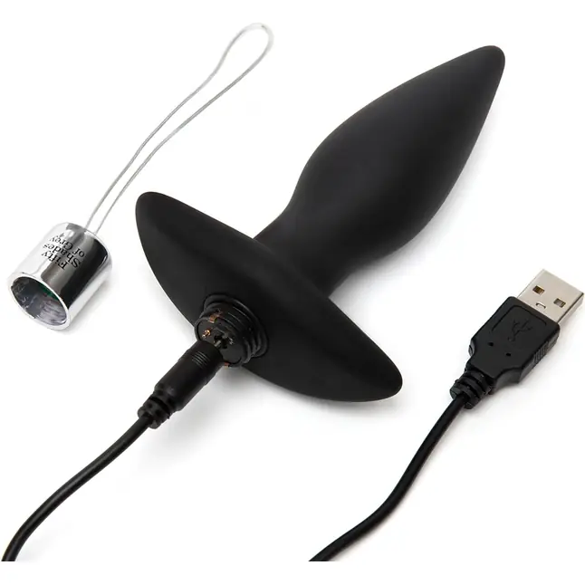 Черная вибровтулка Relentless Vibrations Remote Control Butt Plug - 11,4 см - Fifty Shades of Grey. Фотография 3.
