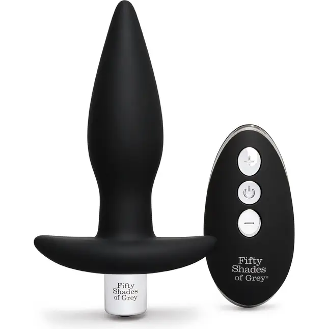 Черная вибровтулка Relentless Vibrations Remote Control Butt Plug - 11,4 см - Fifty Shades of Grey