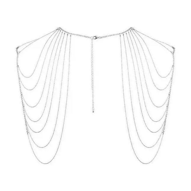 Серебристое украшение на плечи Magnifique Metallic Chain Shoulders Back Jewelry. Фотография 3.