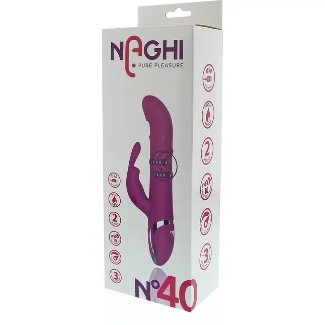 Розовый вибратор-кролик N 40 RECHARGEABLE DUO VIBRATOR - 24 см - Naghi by Tonga. Фотография 2.