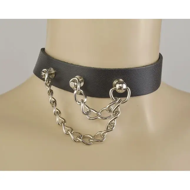 Черный чокер с двумя цепочками - BDSM accessories