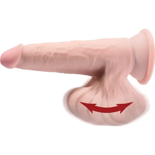 Телесный фаллоимитатор на присоске 6 Triple Density с подвижной мошонкой - 15,2 см - King Cock Plus. Фотография 4.