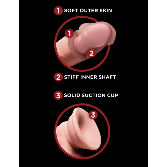 Телесный фаллоимитатор на присоске 6 Triple Density с подвижной мошонкой - 15,2 см - King Cock Plus. Фотография 5.