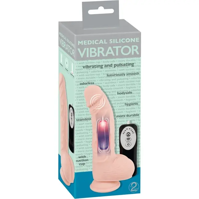 Телесный вибратор-реалистик Medical Silicone Pulsating Vibrator - 20 см - You2Toys. Фотография 7.