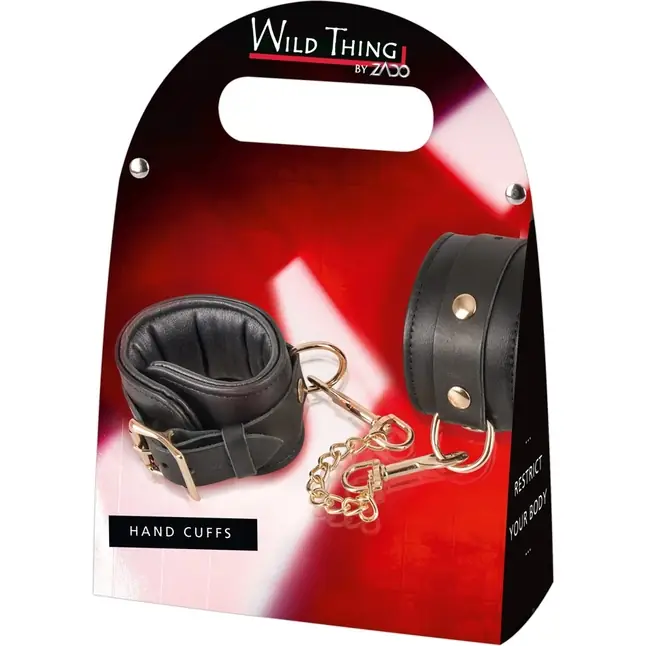 Черные наручники Leather Handcuffs на карабинах - Zado. Фотография 8.