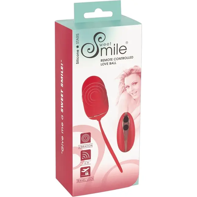Красное виброяйцо Remote Controlled Love Ball с пультом ДУ - Sweet Smile. Фотография 7.