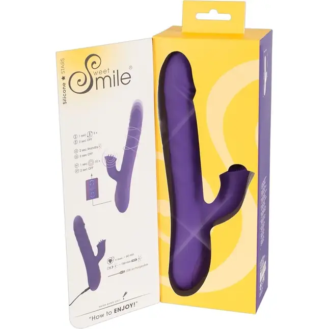 Фиолетовый вибратор-ротатор Thrusting Rotating - 24,7 см - Sweet Smile. Фотография 11.