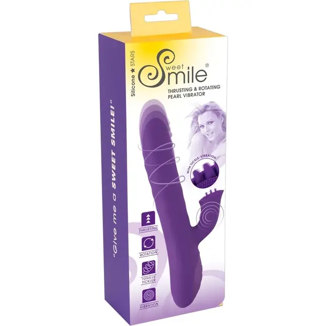 Фиолетовый вибратор-ротатор Thrusting Rotating - 24,7 см - Sweet Smile. Фотография 12.