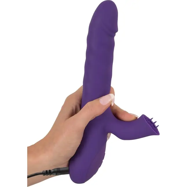 Фиолетовый вибратор-ротатор Thrusting Rotating - 24,7 см - Sweet Smile. Фотография 6.