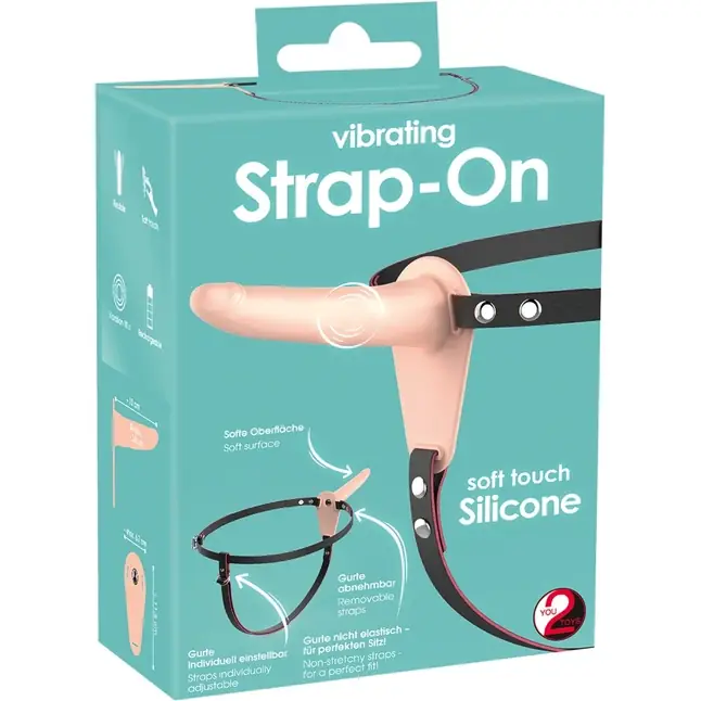 Телесный поясной страпон с вибрацией Vibrating Strap-On - 15,7 см - You2Toys. Фотография 9.