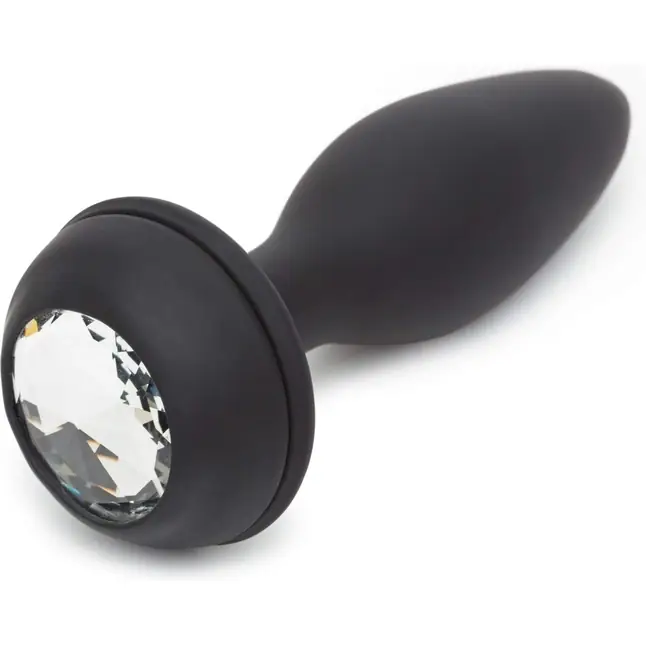 Черная анальная вибропробка Rechargeable Vibrating Bunny Tail Butt Plug Medium - 12 см. Фотография 4.