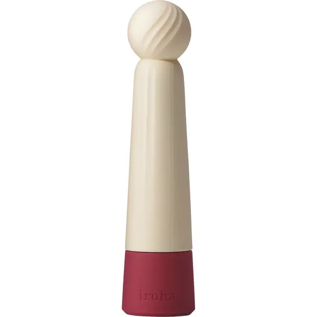 Бежевый вибратор с шаровидной мягкой головкой IROHA Rin Akane - 14,8 см - IROHA Vibrators