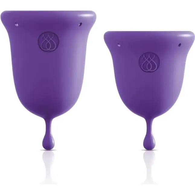 Подарочный набор: розовый тренажер Кегеля MAGIC KEGEL MASTER 2 и фиолетовые менструальные чаши. Фотография 6.